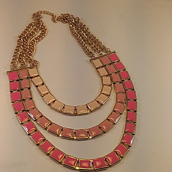20"  Pink Ombre Effect Enamel Link Necklace GT--55 - Picture 3 of 5